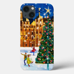 Case-Mate iPhone Case Patinage sur glace hiver de Noël rose or