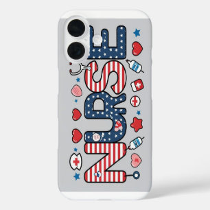Coque Pour iPhone 16 Patriotic Nurse Phone Case – USA Flag Medical Desi