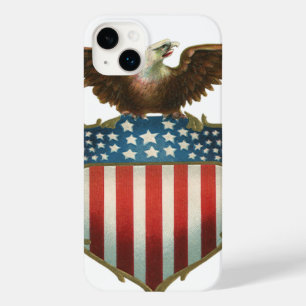 Coques Pour iPhone Patriotisme vintage, aigle fier au-dessus du drape