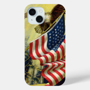 Coque Pour iPhone 15 Patriotisme Vintage, Drapeau Américain Aigle Patri