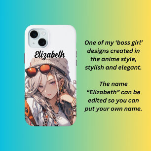 Coque iPhone 15 Mini Patron de fille, style anime