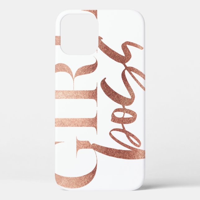 Coques Case-Mate iPhone Patron de fille | Texte noir or Rose | (Verso)