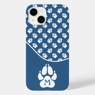Coque Pour iPhone 14 Patrouilles De Chien Bleu Et Blanc Avec Monogramme