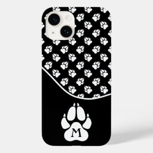 Coque Pour iPhone 14 Patrouilles De Chien Noir Et Blanc Avec Monogramme