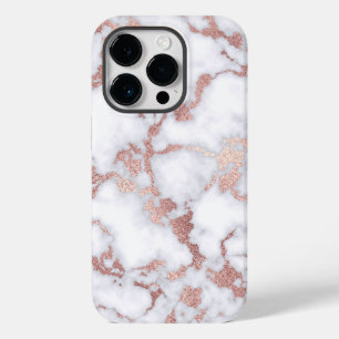 Coque Pour iPhone 14 Pro Patterns de Chic Rose Gold White Marble Stone