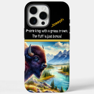 Coques iPhone 16 Pro Max Pâturage du bison par une rivière luxuriante