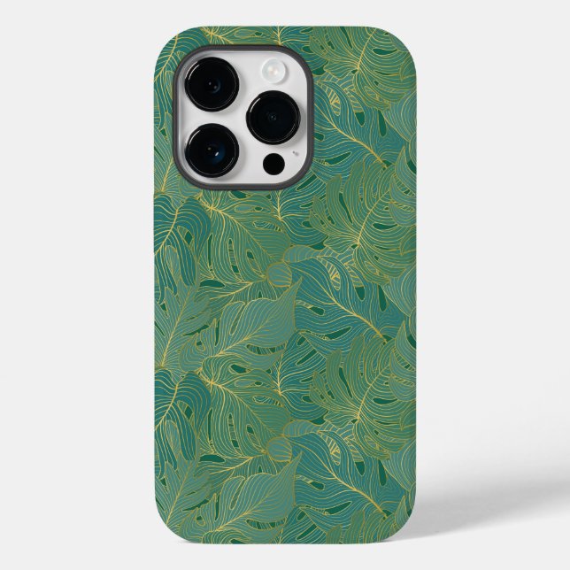 Coques Case-Mate iPhone Paume vert et or feuille motif (Verso)