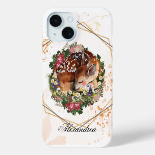 Coque Pour iPhone 15 Pauvres couchés, Graphique animal Brown