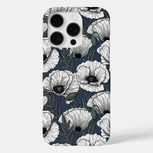 Coques Case-Mate iPhone Pavot blanc sur la marine (Verso)