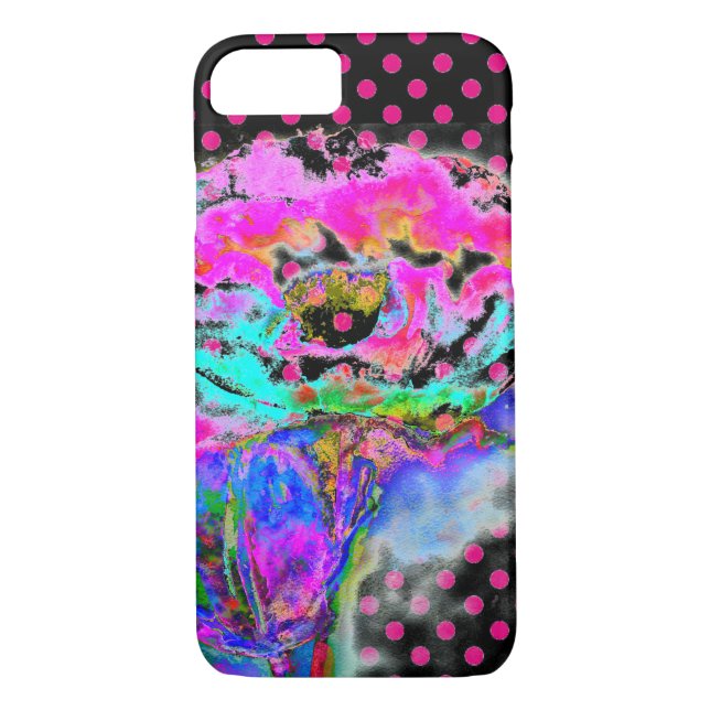 Coques Case-Mate iPhone Pavot rose rose/pois noirs (Dos)