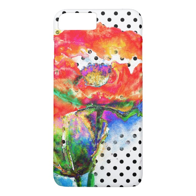 Coques Case-Mate iPhone Pavot rouge pois noirs et blancs (Dos)