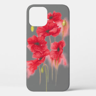Case-Mate iPhone Case pavot rouge sur gris
