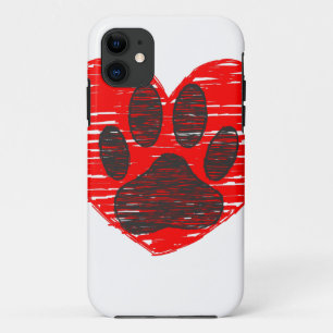 Coque Case-Mate Pour iPhone Paw Chien Croquis Dans Le Coeur Rouge