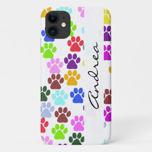 Coques Pour iPhone Paws Colorés, Motif Paw, Paws Chiens, Votre Nom