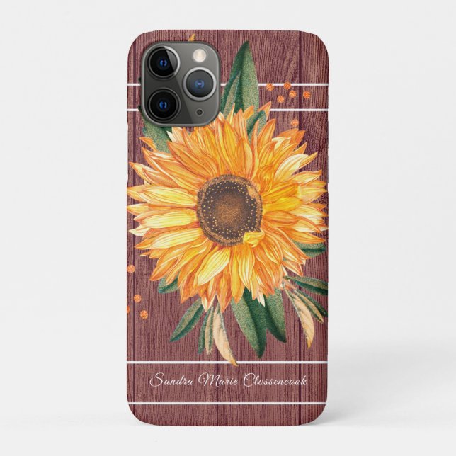 Coques Case-Mate iPhone Pays rustique Tournesol doré Bois Brown (Dos)