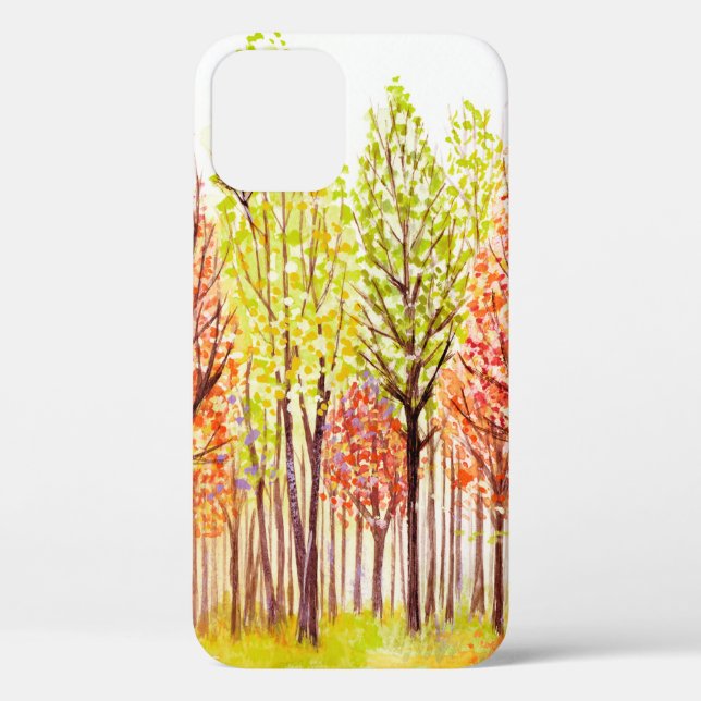 Coques Case-Mate iPhone Paysage aquarelle avec arbres d'automne (Verso)