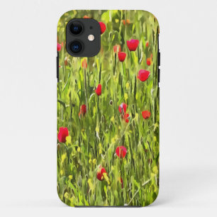 Coque iPhone 11 Paysage artistique du pavot à prés