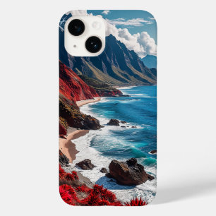 Coque Pour iPhone 14 Paysage côtier avec des falaises rouges vibrantes