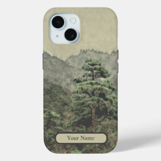 Coque Pour iPhone 15 Paysage d'aquarelle Lonely Pine