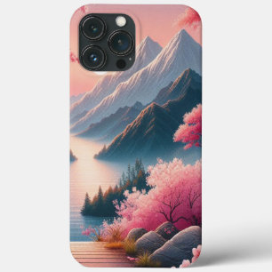 Case-Mate iPhone Case Paysage de la forêt de montagne de fleurs de ceris