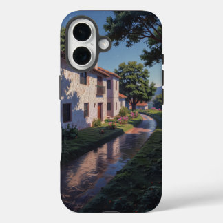 Coque Pour iPhone 16 paysage de maisons des prairies