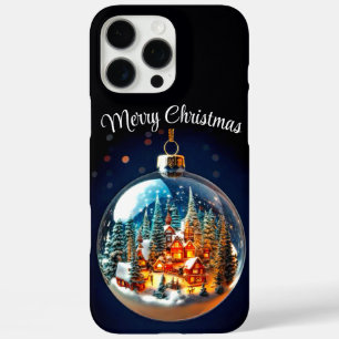 Coques iPhone 16 Pro Max Paysage de Noël dramatique dans un flacon transpar