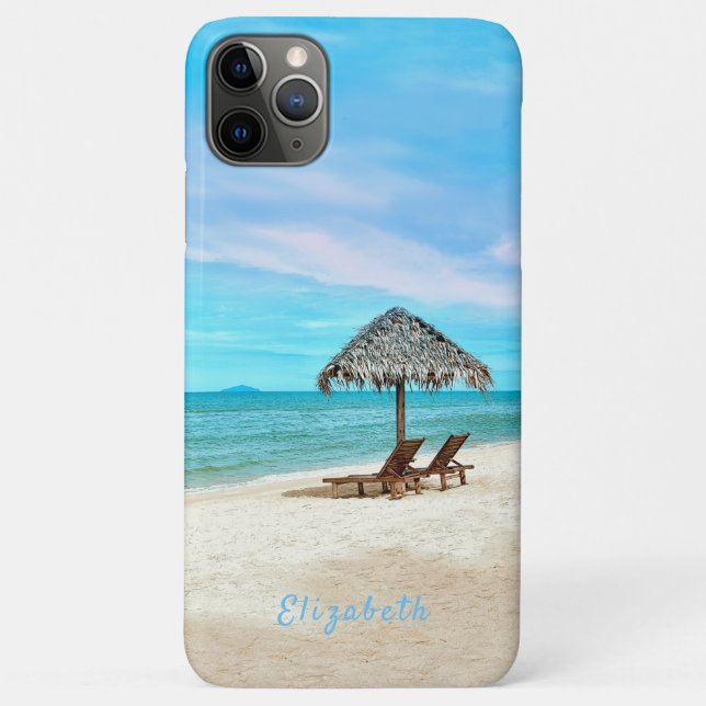 Coques Case-Mate iPhone Paysage de plage tropicale océanique monogramme (Dos)