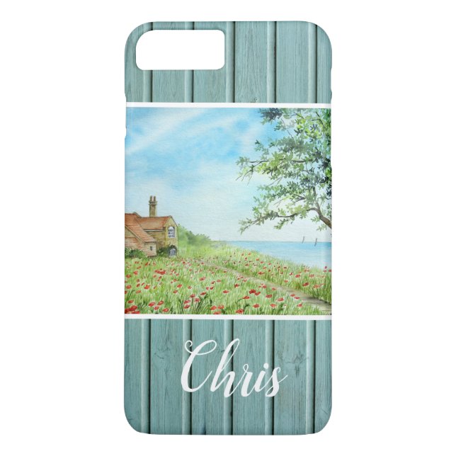 Coques Case-Mate iPhone Paysage de terrain de pavot peinture aquarelle (Dos)