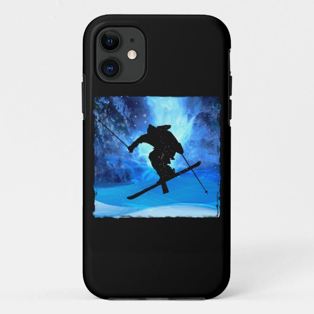 Coques Case-Mate iPhone Paysage d'hiver et skieur de style libre (Dos)