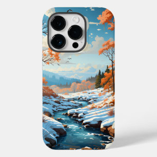Coque Pour iPhone 14 Pro Paysage forestier en saison hivernale
