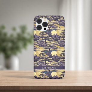 Coque Pour iPhone 14 Plus Paysage japonais violet et jaune