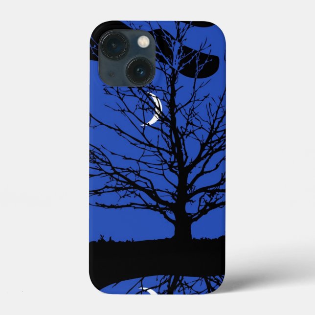 Coques Case-Mate iPhone Paysage lunaire en bleu et noir de Cobalt (Verso)