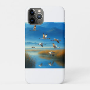 Case-Mate iPhone Case Paysage serein de lac avec grues en vol