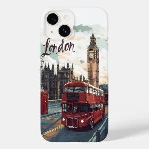 Coque Pour iPhone 14 Paysage urbain de Londres avec bus à impériale et