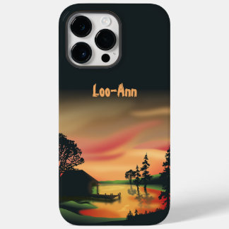 Coque Pour Pour iPhone 14 Pro Max Paysage vintage vert orange rouge Coucher de solei