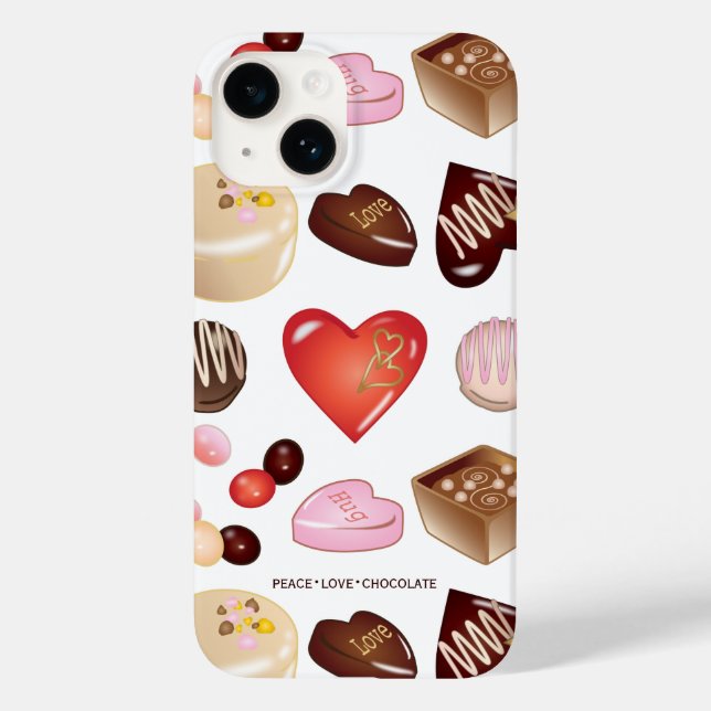 Coques Case-Mate iPhone Peace Love Chocolate Candy Coeur Motif (Verso)