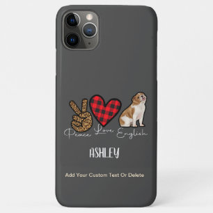 Case-Mate iPhone Case Peace Love English Bulldog Plaid mignon Amoureux d