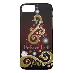 Case-Mate iPhone Case Peace on Earth citation avec l'or sapin de Noël