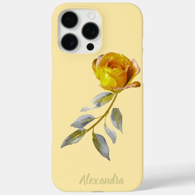 Coques Case-Mate iPhone Peace Rose & Butter Yellow w' Gold leaves Wedding  (Verso)