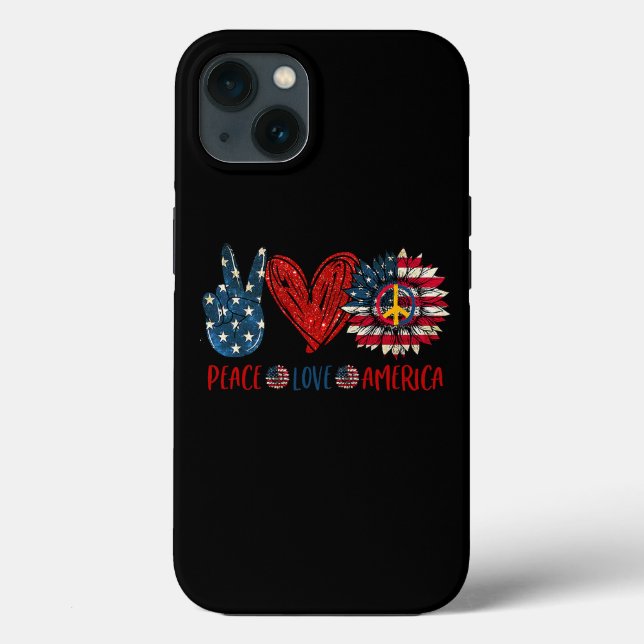 Coques Case-Mate iPhone Peace Sunflower Love Drapeau américain 4 juillet P (Verso)