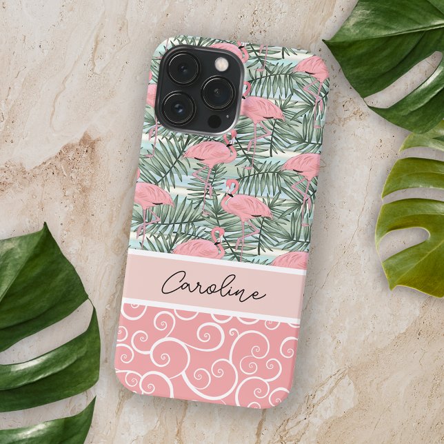 Coques Case-Mate iPhone Peach Blush Flamants roses rose Palm Feuille Motif (Créateur téléchargé)