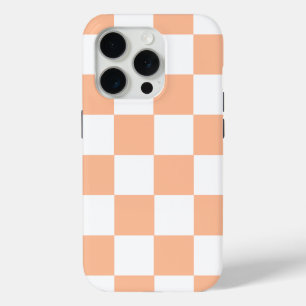 Coque iPhone 15 Pro Peach Fuzz À damiers En vichy Motif