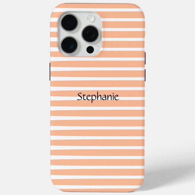 Coques Case-Mate iPhone Peach Fuzz Monogramme Nom personnalisé Stripes 202 (Verso)