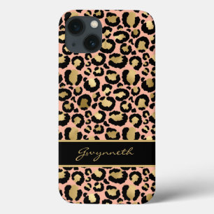 Case-Mate iPhone Case Peach Gold Black Empreinte de léopard avec votre 