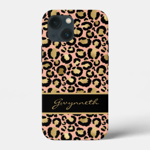 Case-Mate iPhone Case Peach Gold Black Empreinte de léopard avec votre 