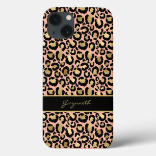 Case-Mate iPhone Case Peach Gold Black Empreinte de léopard avec votre n