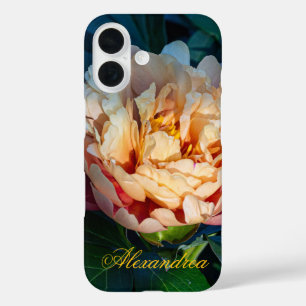 Coque Pour iPhone 16 Peach Peony - Photographie romantique à fleurs