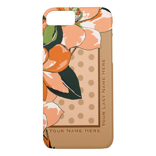 Coques Case-Mate iPhone Peachy Azaleas, Pois + Camel_Personnalisé (Dos)