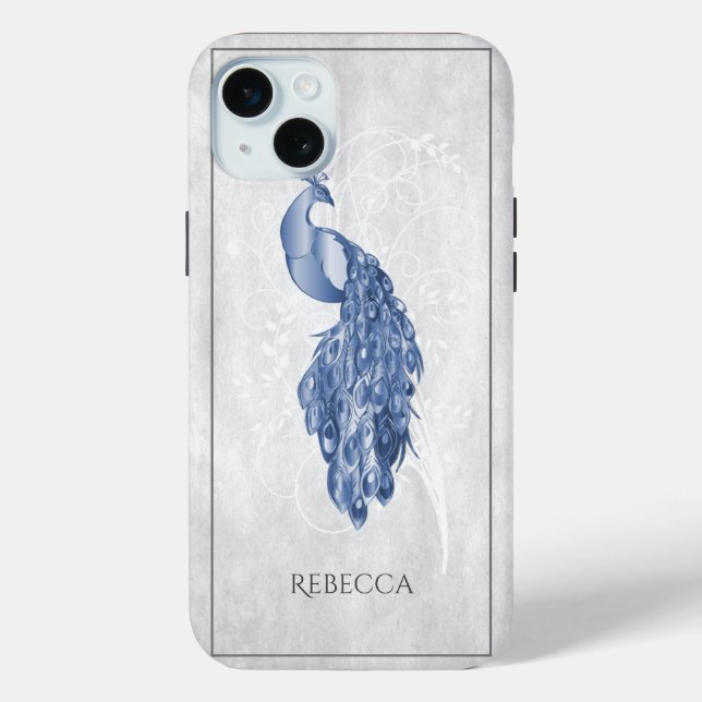 Coques Case-Mate iPhone Peacock Elégant Bleu Personnalisé (Verso)