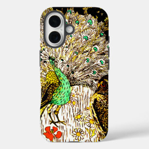 Coque Pour iPhone 16 Peacock et Owls Art nouveau néerlandais
